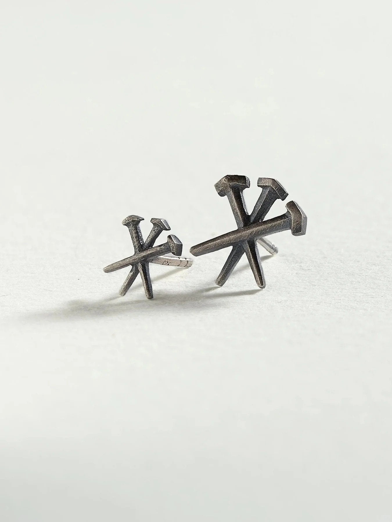 Dainty Cross Stud Earrings – Gold or Silver - Pair 8 mm925 Silver Oxide925 silver studsalternative styleLunai Jewelry