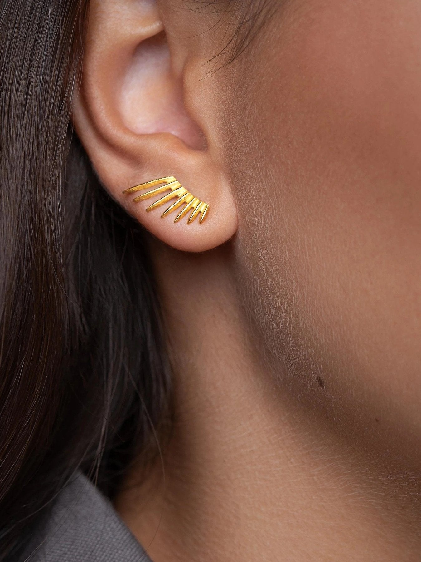 Lyra Sunburst Studs - 24K Gold Platedboho gold studsdainty studsLunai Jewelry