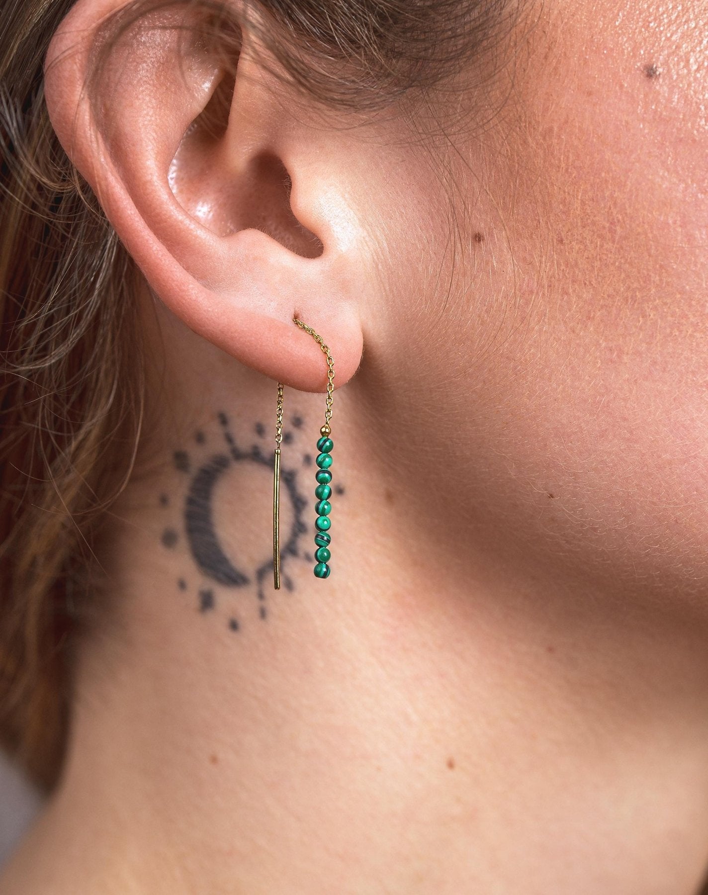 Tulita Malachite Chain Earrings - Malachite80MMALLchain drop earringsLunai Jewelry