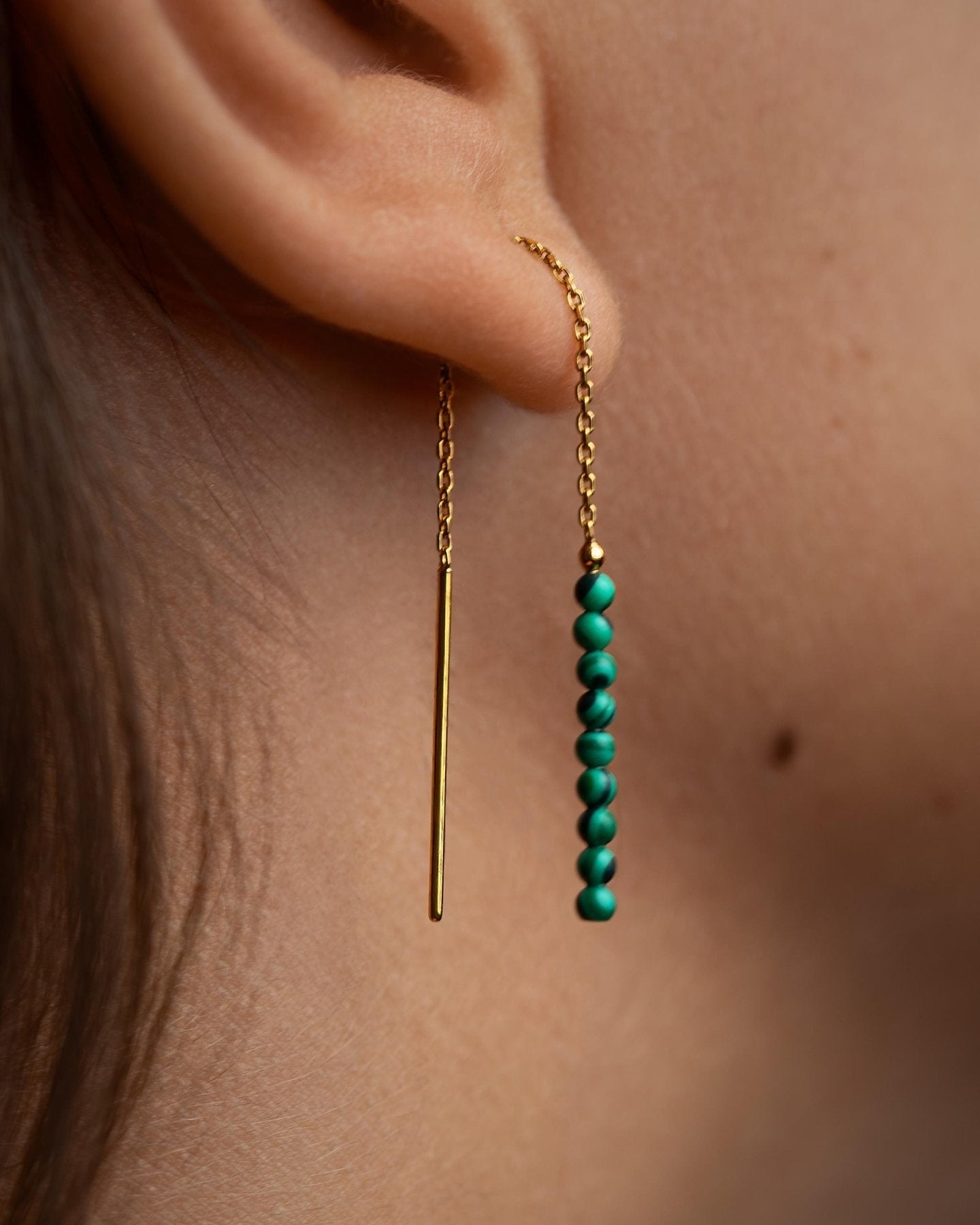 Tulita Malachite Chain Earrings - Malachite80MMALLchain drop earringsLunai Jewelry