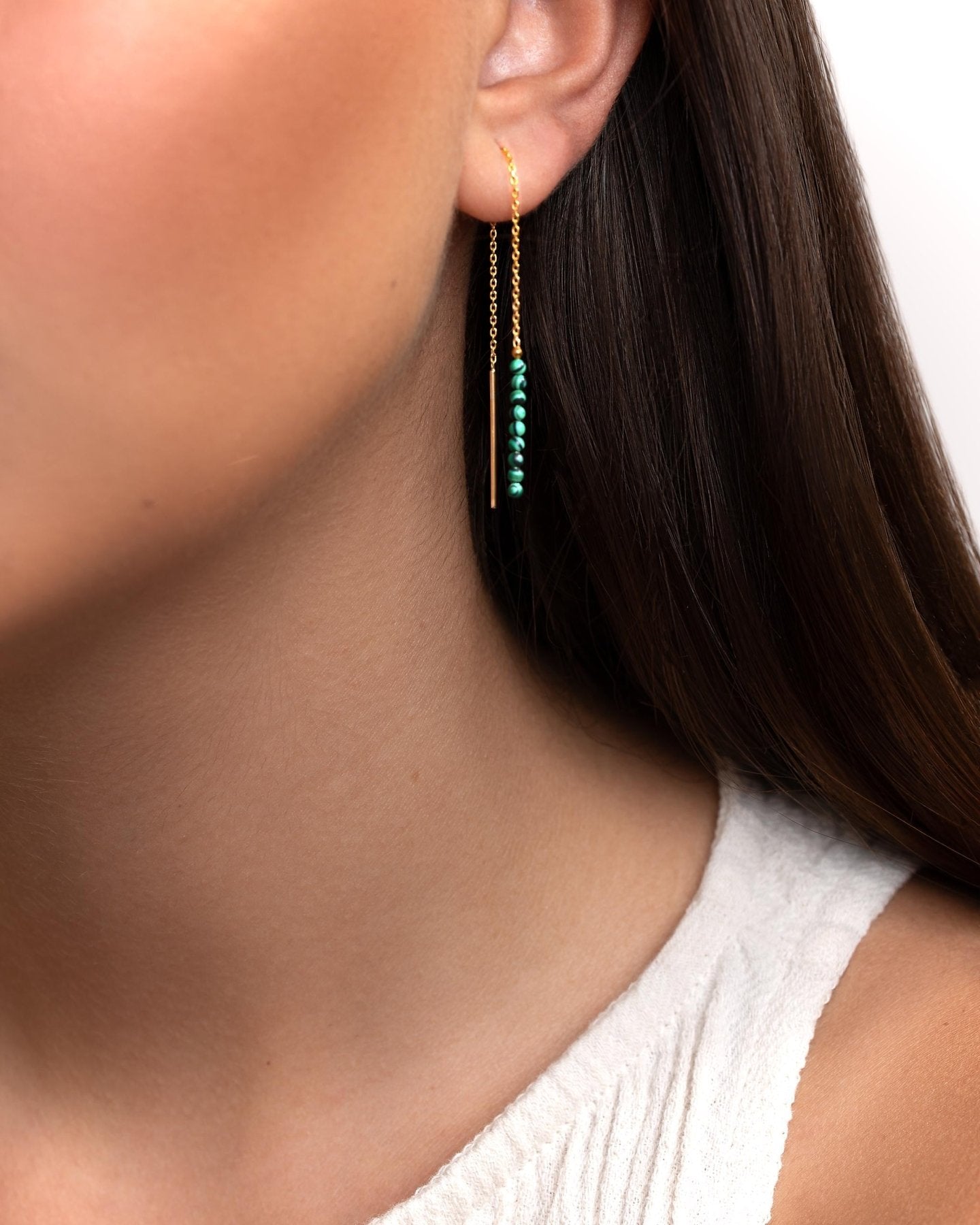 Tulita Malachite Chain Earrings - Malachite80MMALLchain drop earringsLunai Jewelry