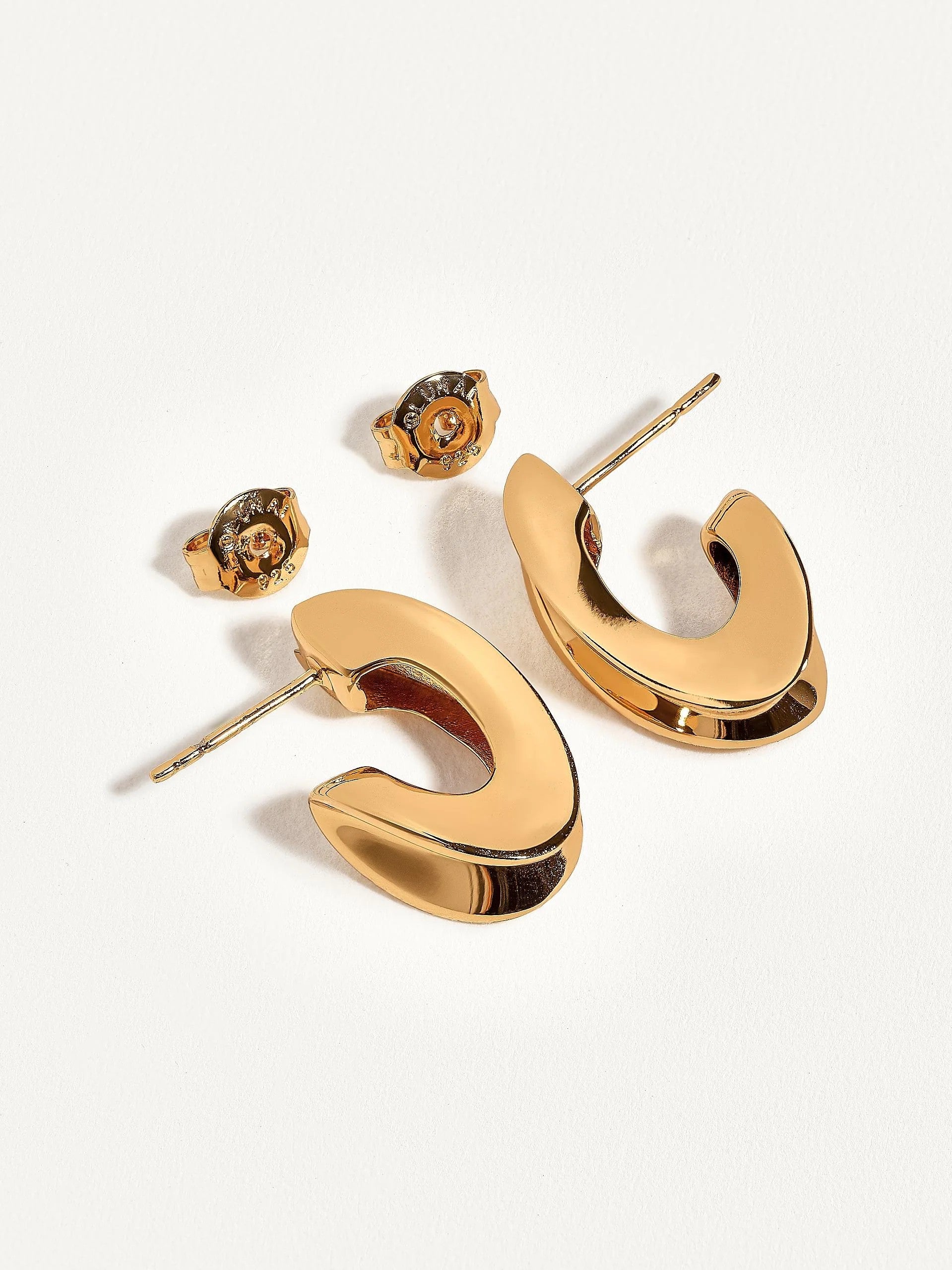 Thick Oval Hoop Earrings, Medium Modern Open Hoops in Gold & Silver- STD160SML
