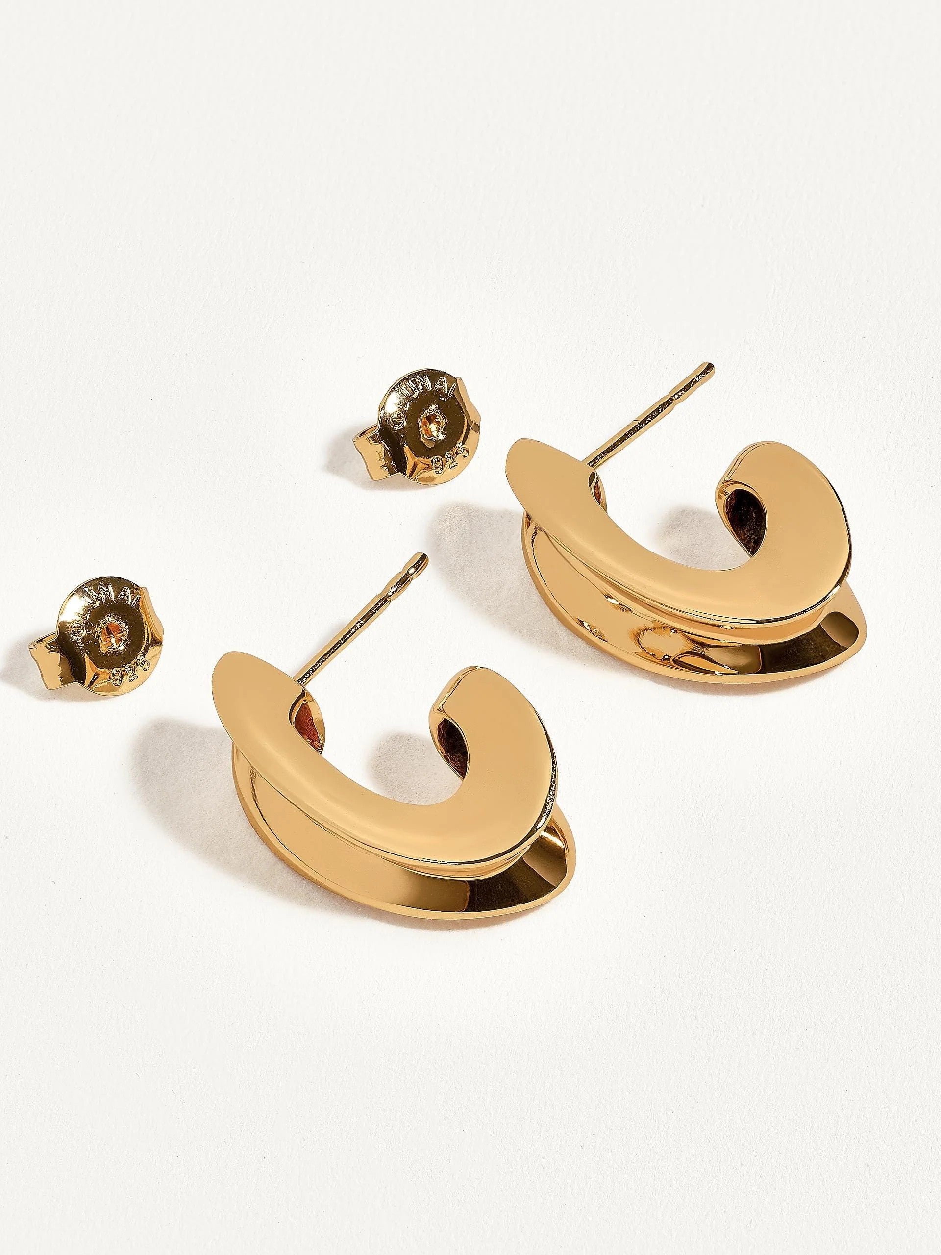 Thick Oval Hoop Earrings, Medium Modern Open Hoops in Gold & Silver- STD160SML
