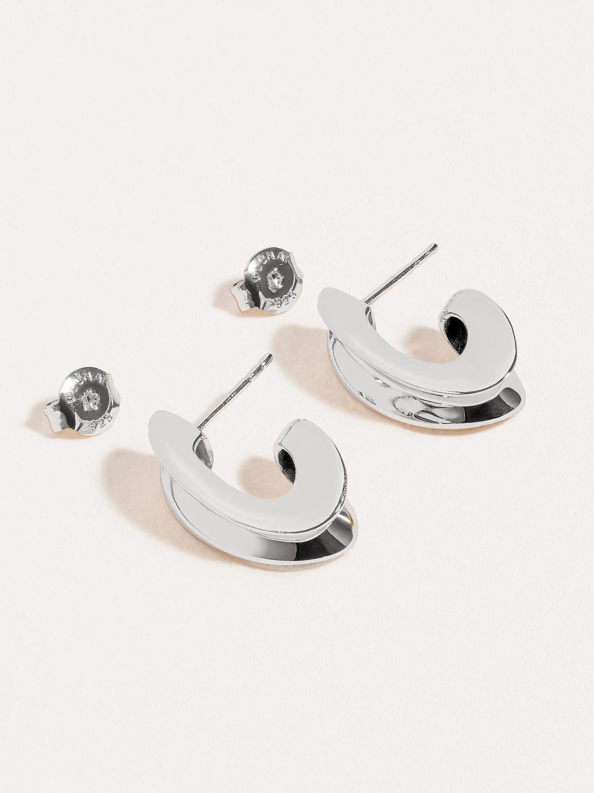 Sue Oval Hoop Earrings - SilverALLBackUpItemsLunai Jewelry
