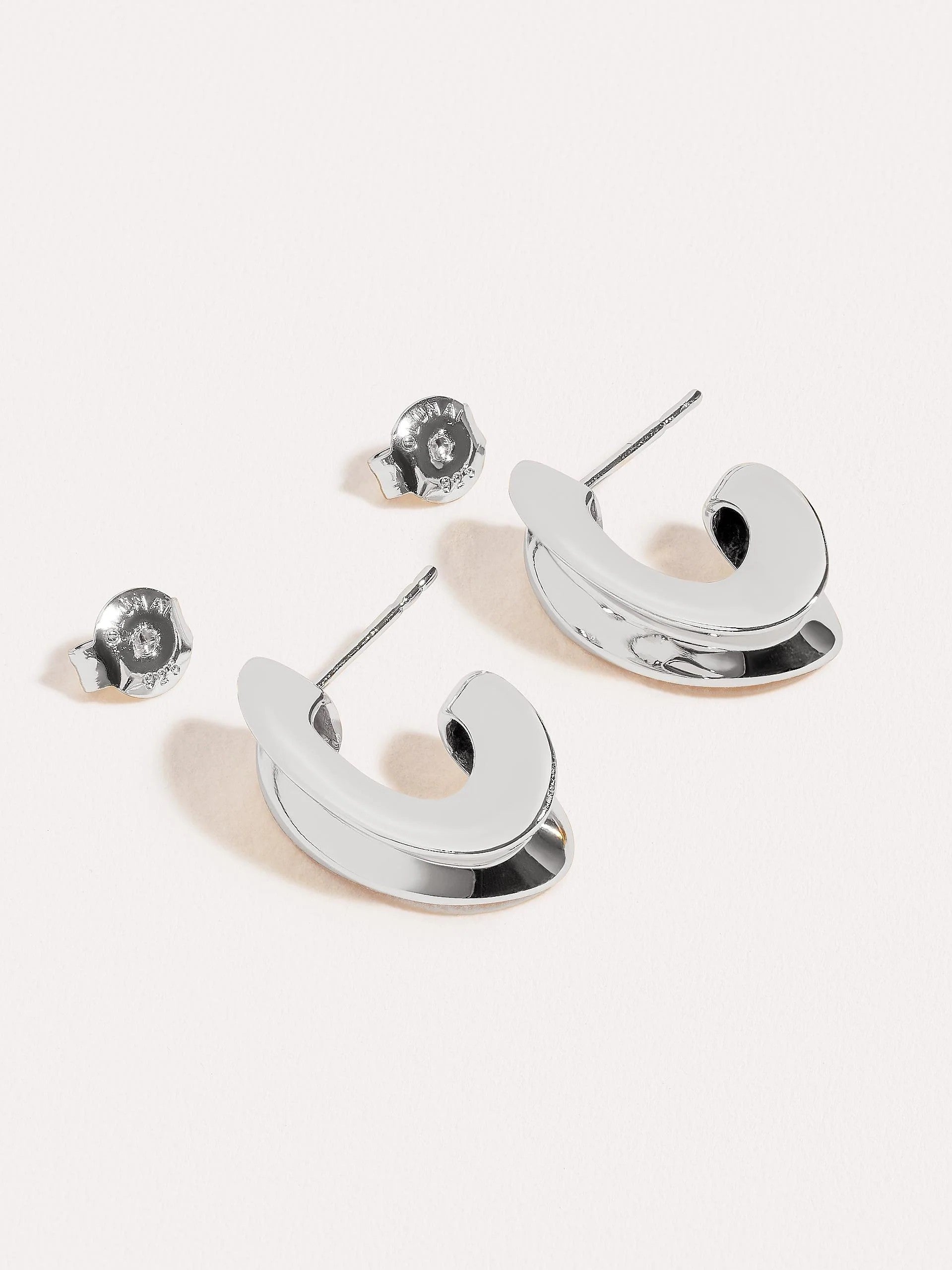 Thick Oval Hoop Earrings, Medium Modern Open Hoops in Gold & Silver- STD160SML