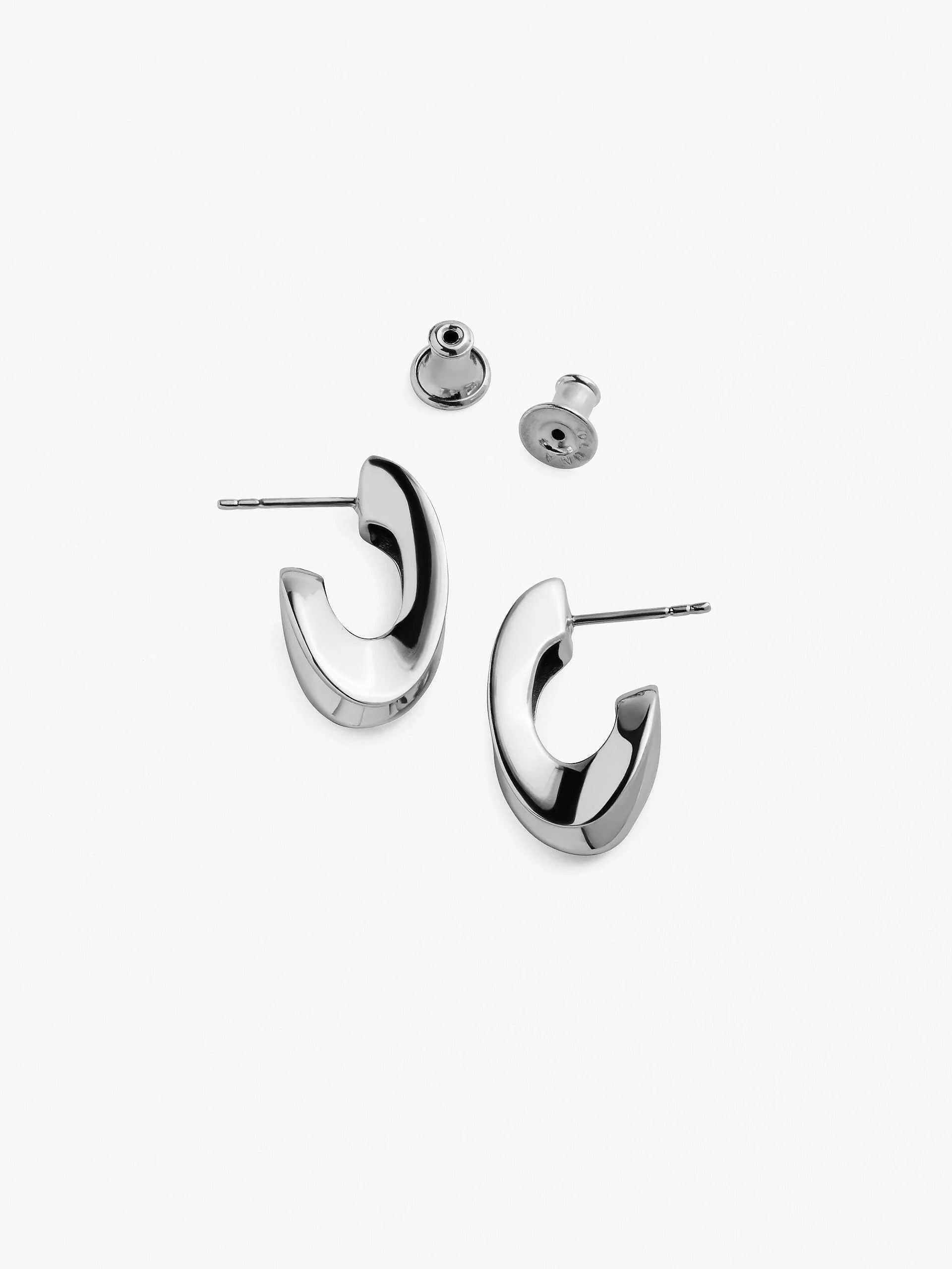 Thick Oval Hoop Earrings, Medium Modern Open Hoops in Gold & Silver- STD160SML