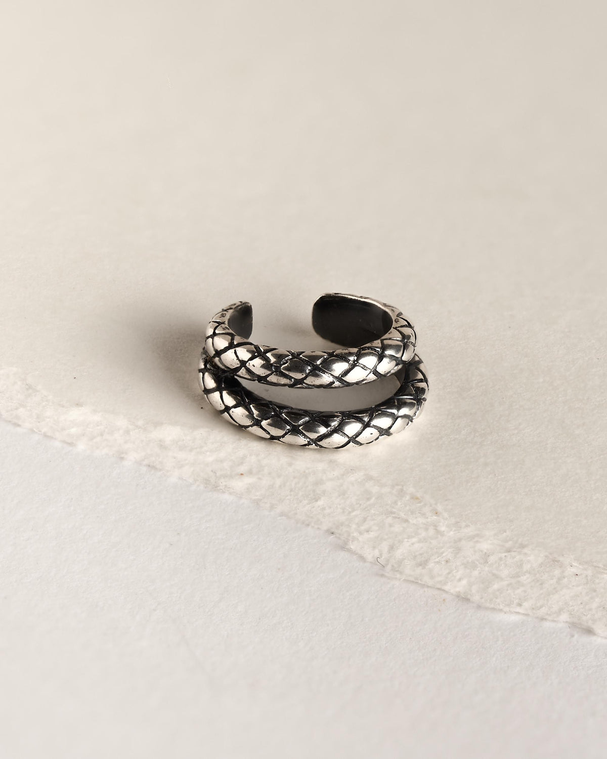 Kasia Double Snake Ear Cuff - Silver OxideALLBackUpItemsLunai Jewelry