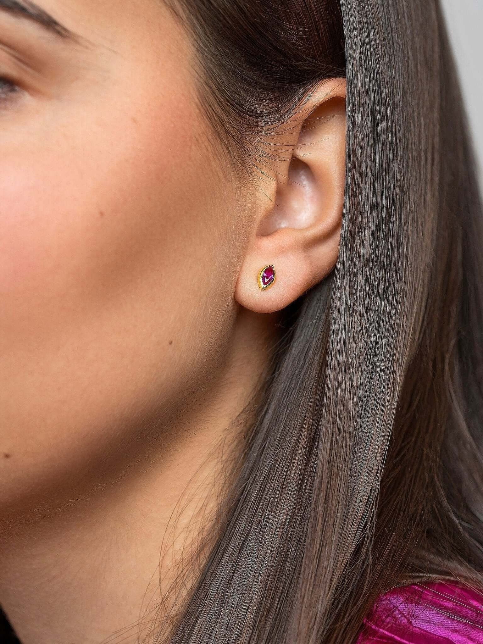 Ilvana Pink Ruby Gold Stud Earrings - Citrine Zirconbest selling itemsbirthstone earringsLunai Jewelry