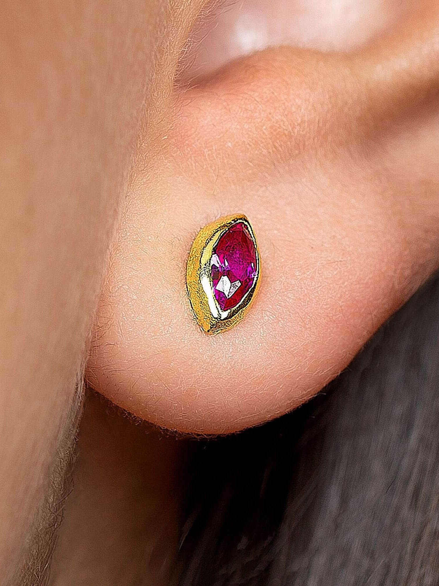 Ilvana Pink Ruby Gold Stud Earrings - Pink Rubybest selling itemsbirthstone earringsLunai Jewelry