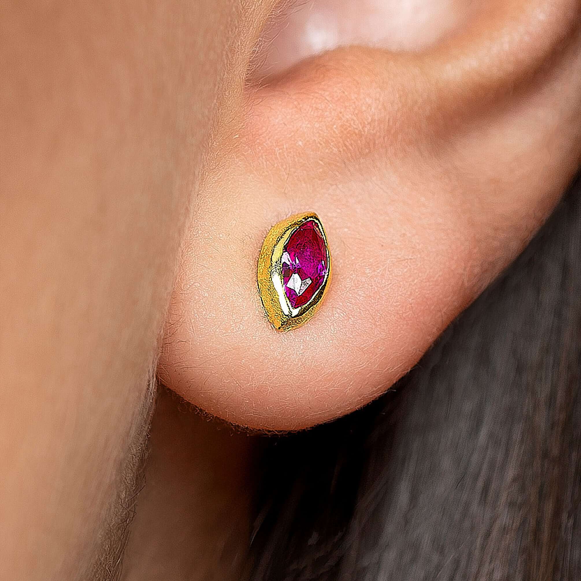 Ilvana Pink Ruby Gold Stud Earrings - Pink Rubybest selling itemsbirthstone earringsLunai Jewelry