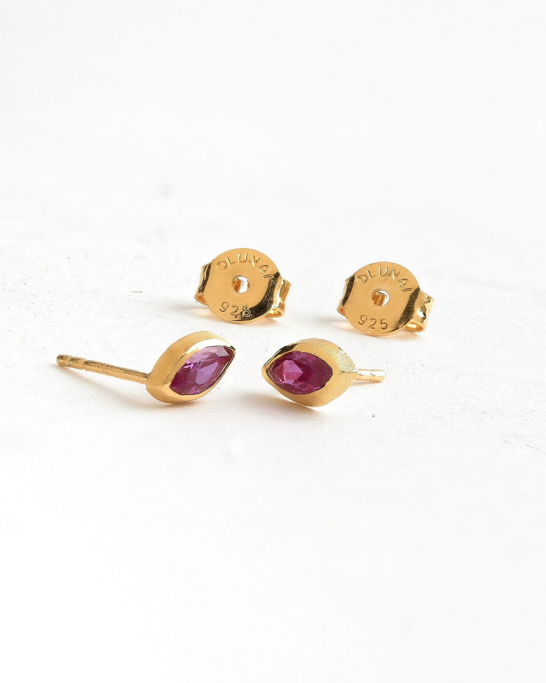 Ilvana Pink Ruby Gold Stud Earrings - Pink Rubybest selling itemsbirthstone earringsLunai Jewelry