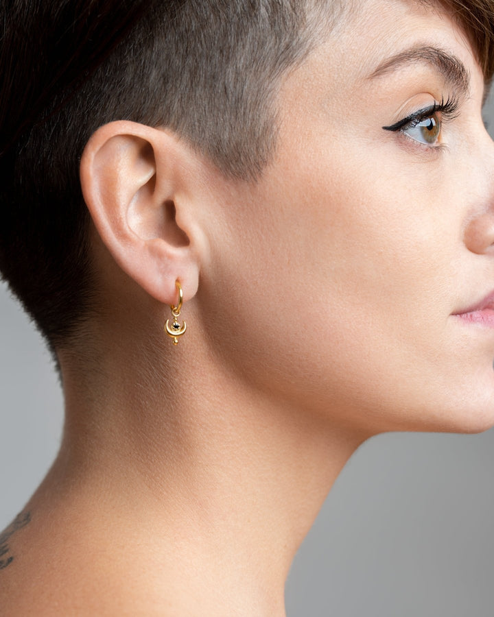 Joyce Earrings with Moon Charm - 24K Gold PlatedLab EmeraldALLBackUpItemsLunai Jewelry