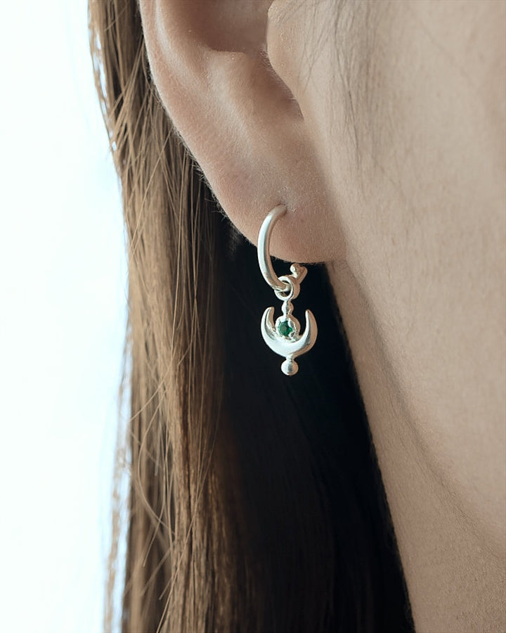 Joyce Earrings with Moon Charm - 24K Gold PlatedLab EmeraldALLBackUpItemsLunai Jewelry