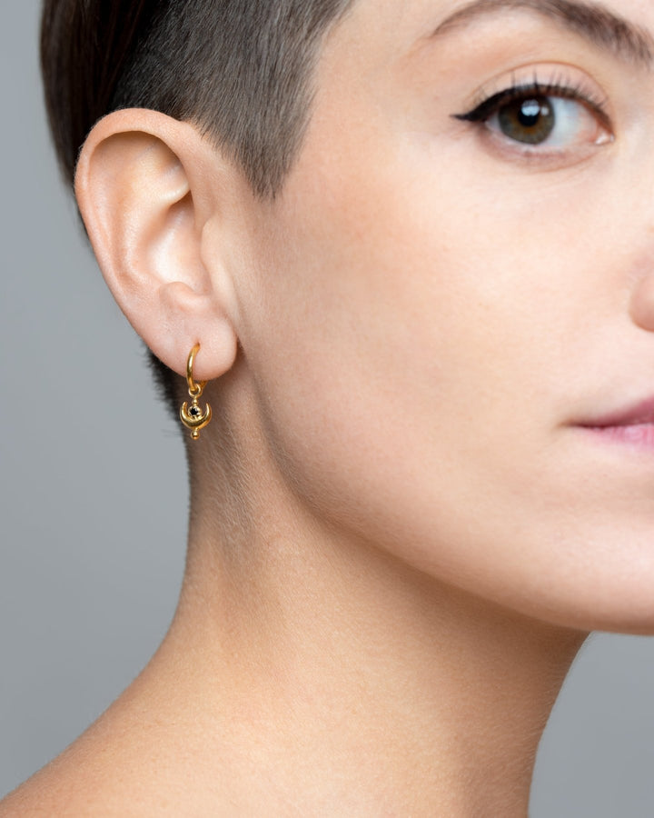 Joyce Earrings with Moon Charm - 24K Gold PlatedLab EmeraldALLBackUpItemsLunai Jewelry