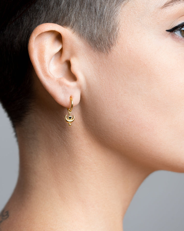 Joyce Earrings with Moon Charm - 24K Gold PlatedLab EmeraldALLBackUpItemsLunai Jewelry