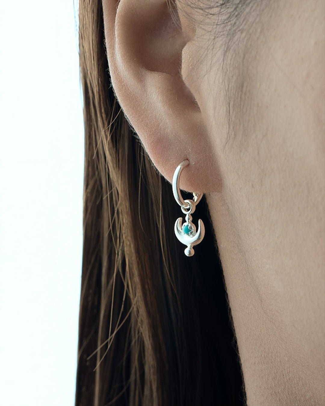 Joyce Earrings with Moon Charm - 24K Gold PlatedLab EmeraldALLBackUpItemsLunai Jewelry