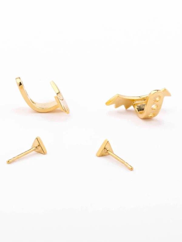 Kisrten Geometric Ear Jacket - 24K Gold PlatedBackUpItemsBridesmaids GiftLunai Jewelry