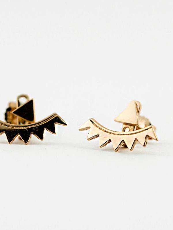 Kisrten Geometric Ear Jacket - 24K Gold PlatedBackUpItemsBridesmaids GiftLunai Jewelry