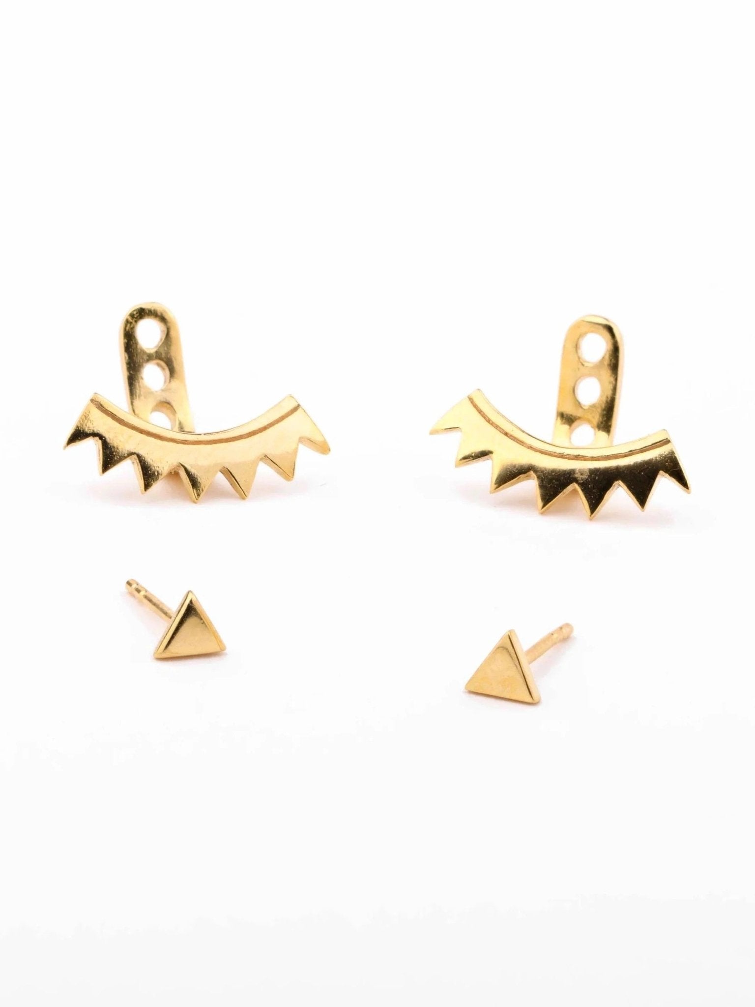 Kisrten Geometric Ear Jacket - 24K Gold PlatedBackUpItemsBridesmaids GiftLunai Jewelry