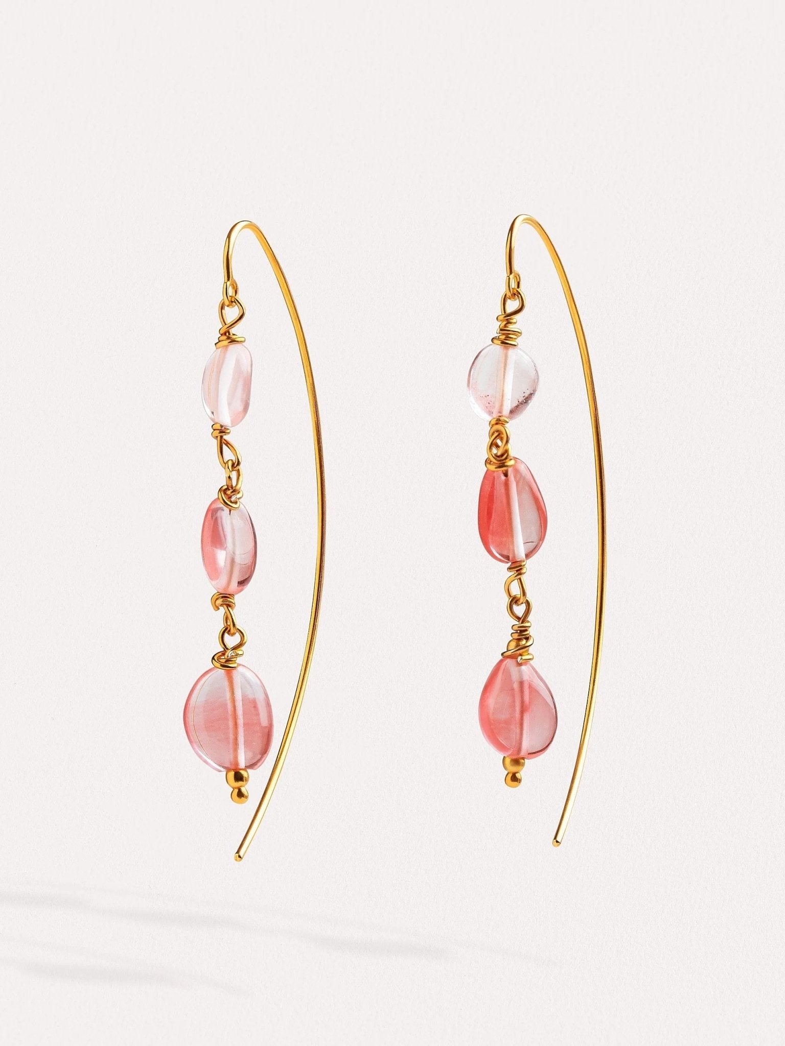 Laia Gemstone Hoop Earrings - Cherry Quartzbeaded jewelryboho earringsLunai Jewelry