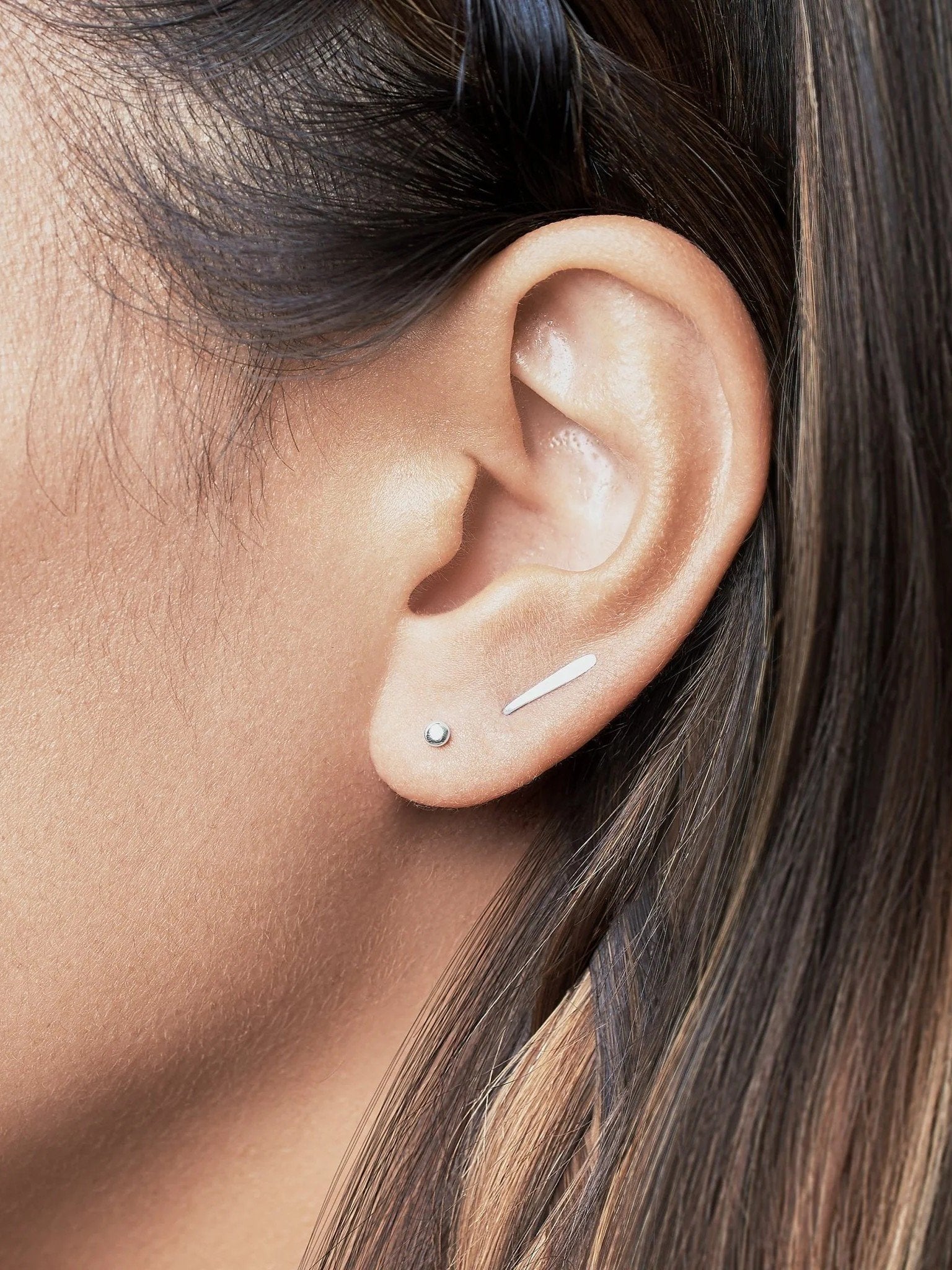 Lean Ear Climbers Line Earrings - 18K Rose Gold MatteBackUpItemsBobby Pin EarringLunai Jewelry