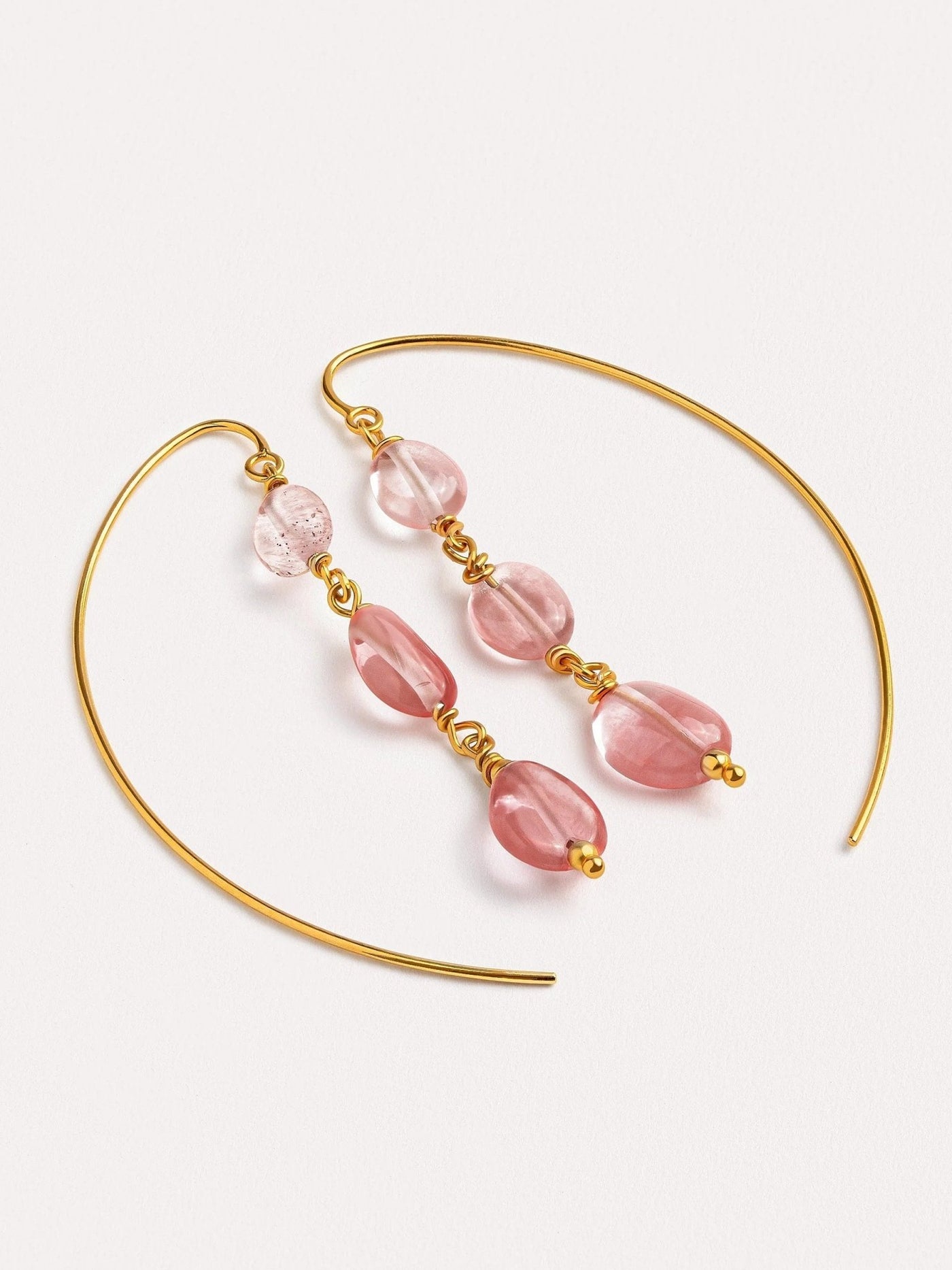 Liz Gold Citrine Hoop Earrings - Cherry Quartz Glassboho earringschandelier earringsLunai Jewelry