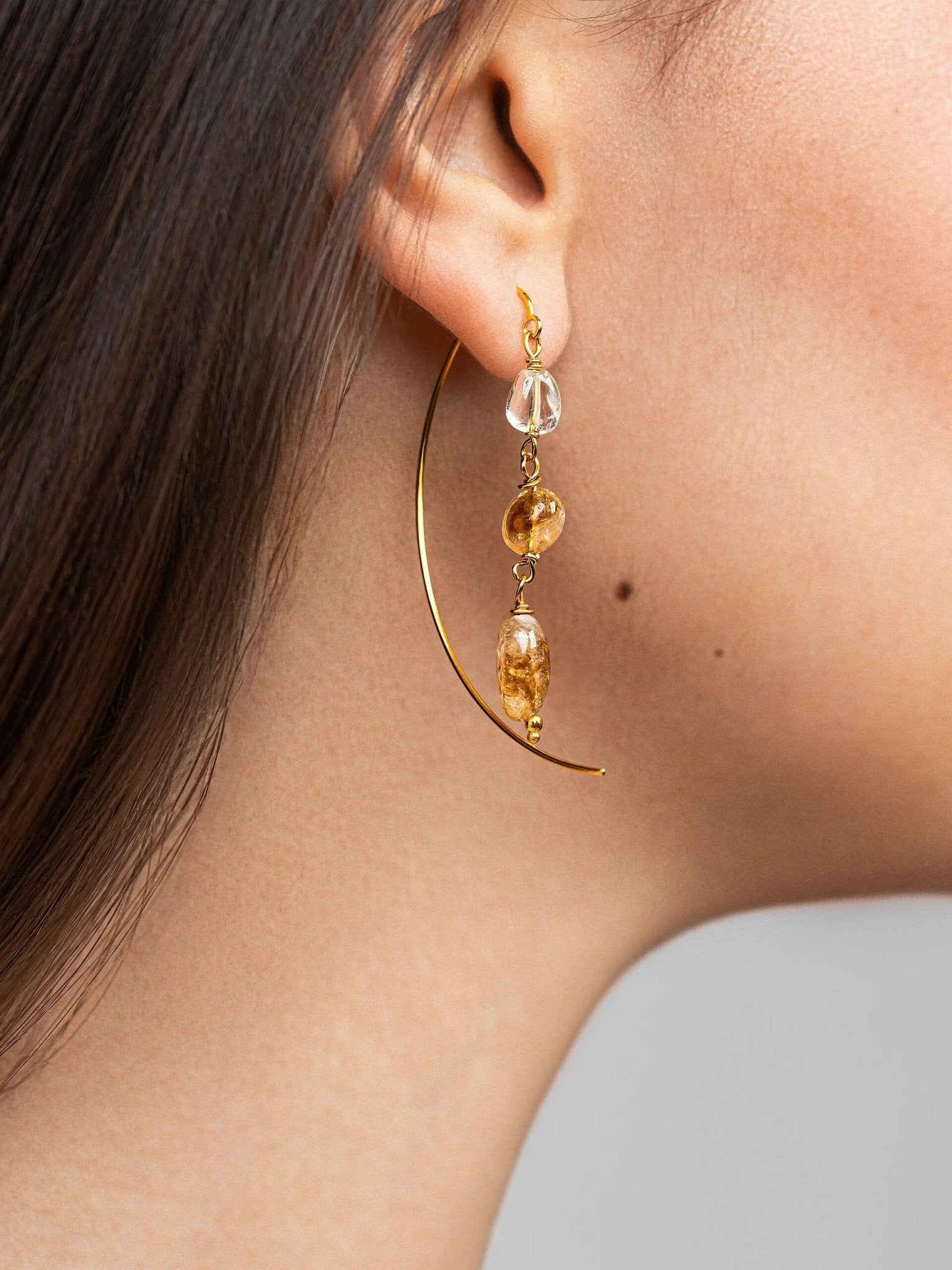 Liz Gold Citrine Hoop Earrings - Natural Citrineboho earringschandelier earringsLunai Jewelry