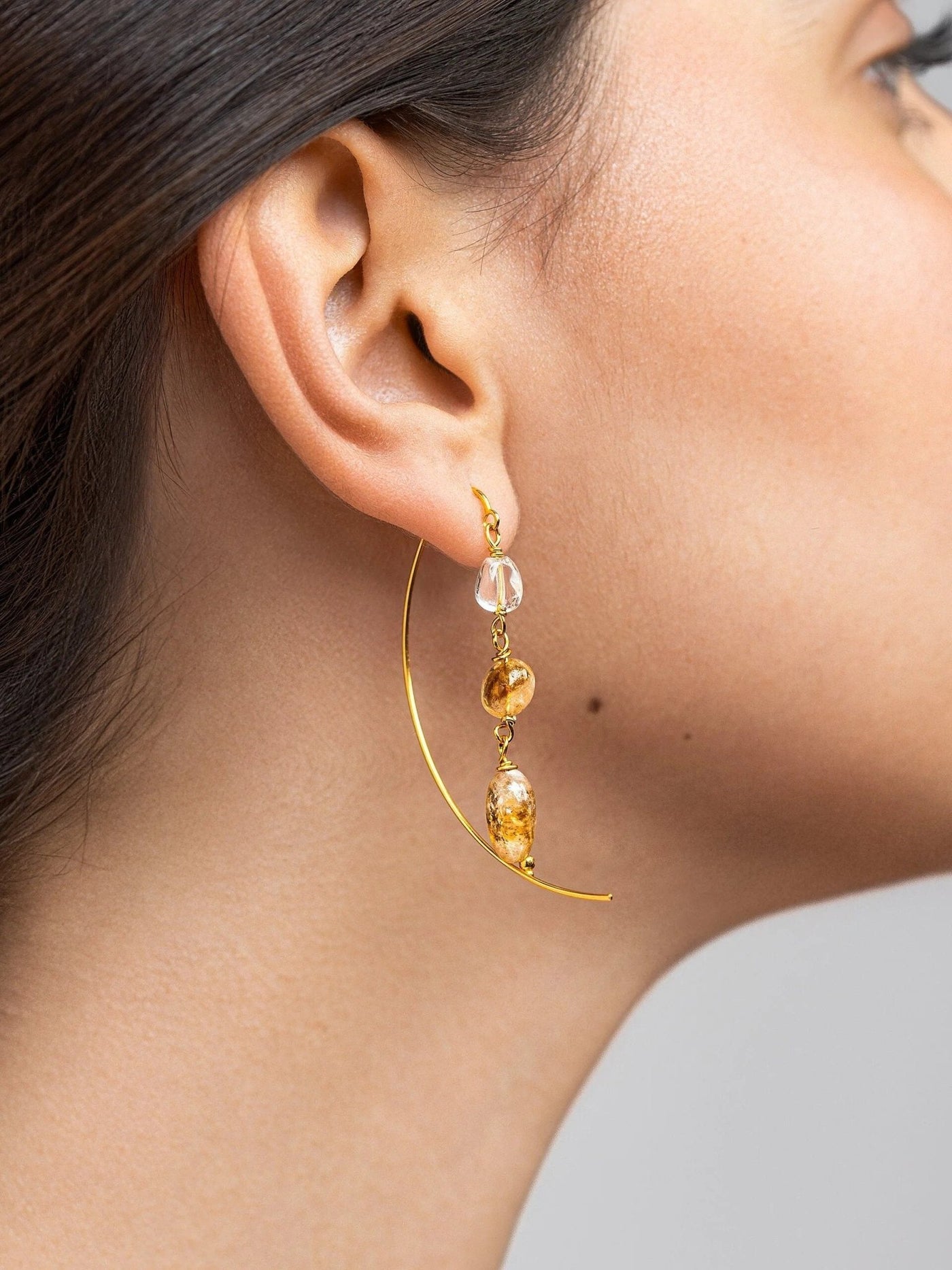 Liz Gold Citrine Hoop Earrings - Natural Prehniteboho earringschandelier earringsLunai Jewelry
