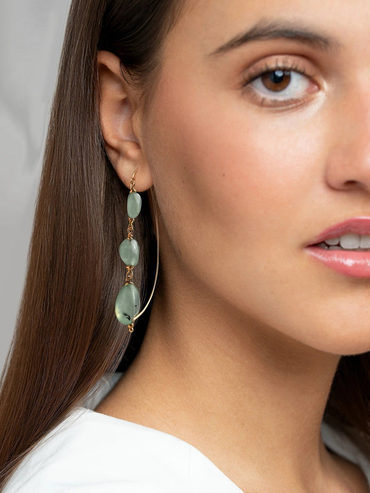 Loraine Wishbone Earrings with Prehnite Gemstone - Prehnitebeaded jewelryboho earringsLunai Jewelry