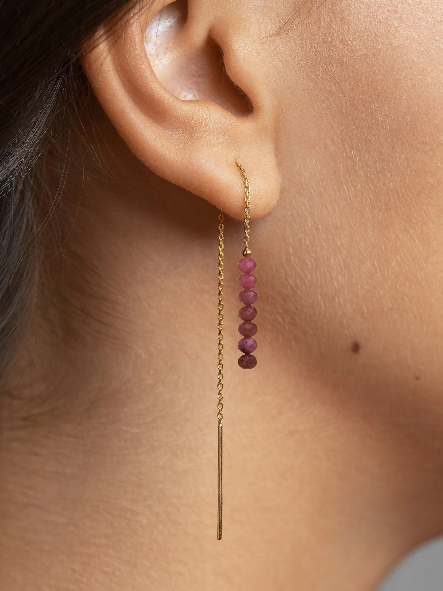 Luvia Stone Chain Earrings - 3. Pink Tourmaline105MMchain earringscolorfull earringsLunai Jewelry