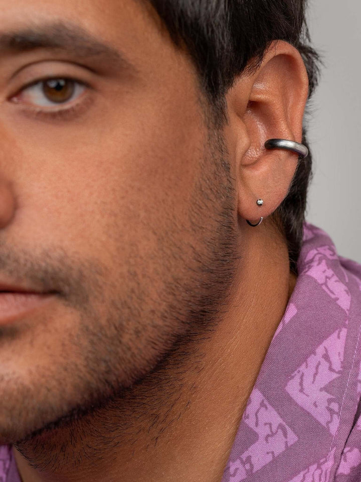 Mathias Men's Silver Oxide Cuff Earring - 925 Silver OxideCartilage EarringsCuff & Wrap EarringsLunai Jewelry