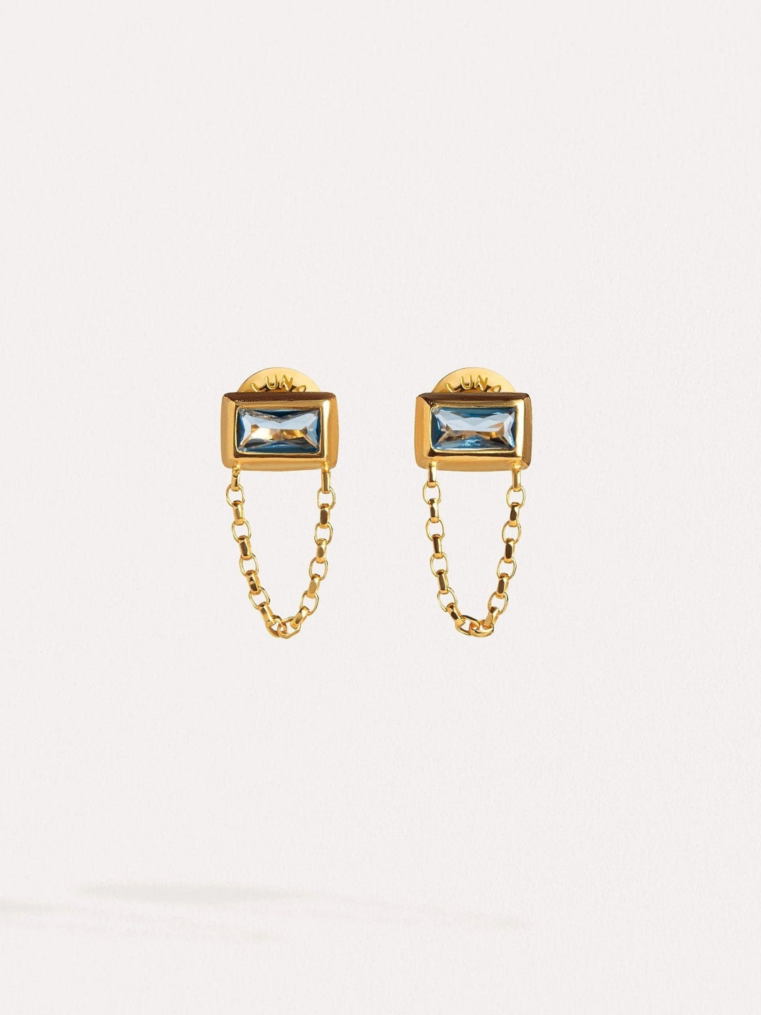 Palipa Blue Crystal Stud Earrings - Lab Blue ZirconAnniversary GiftBlue EarringsLunai Jewelry