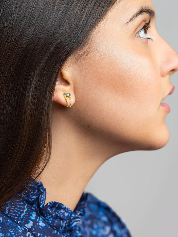 Palipa Blue Crystal Stud Earrings - Lab RhodoliteAnniversary GiftBlue EarringsLunai Jewelry