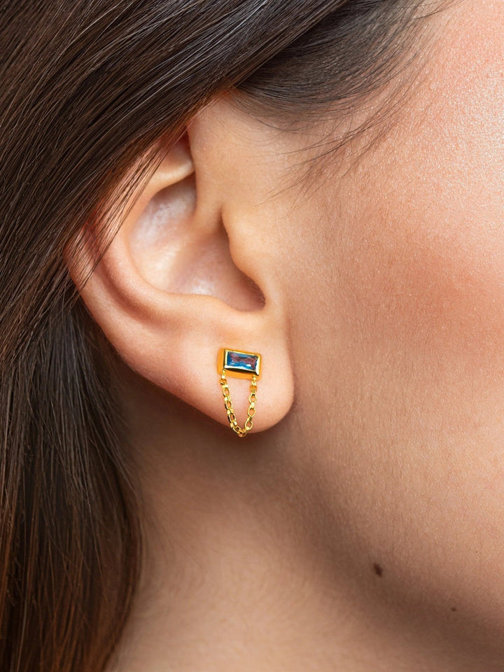 Palipa Blue Crystal Stud Earrings - Lab RhodoliteAnniversary GiftBlue EarringsLunai Jewelry