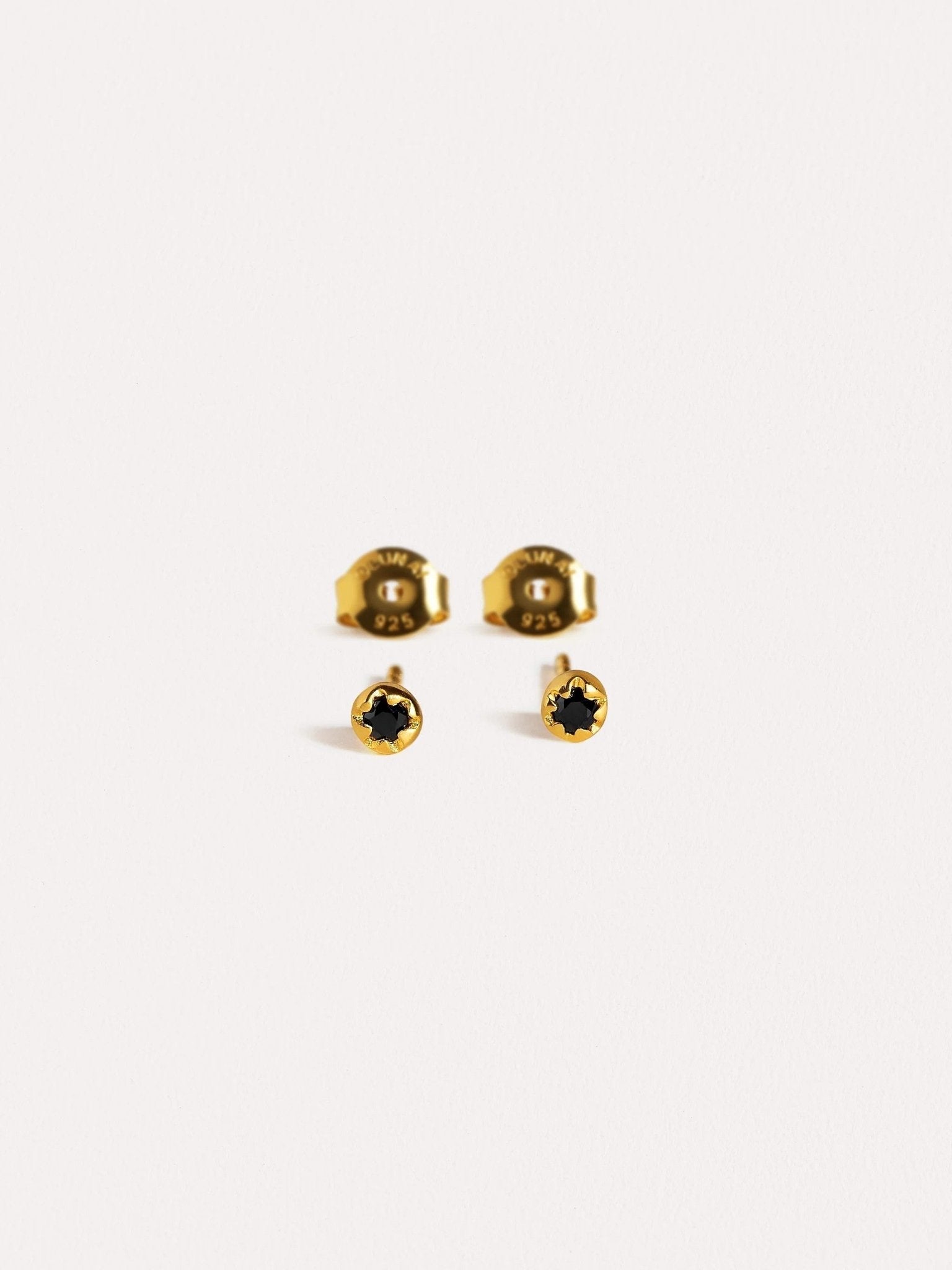 Petite Flower Earrings - 24K Gold PlatedBlack SapphireBackUpItemsBest Friend GiftLunai Jewelry