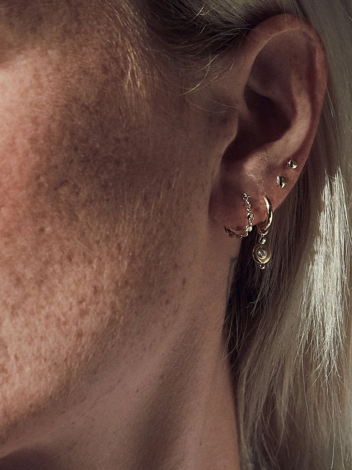 Pipa Small Dangle Hoop Earrings Set - 24K Gold PlatedWhite ZirconBackUpItemsDANGLELunai Jewelry