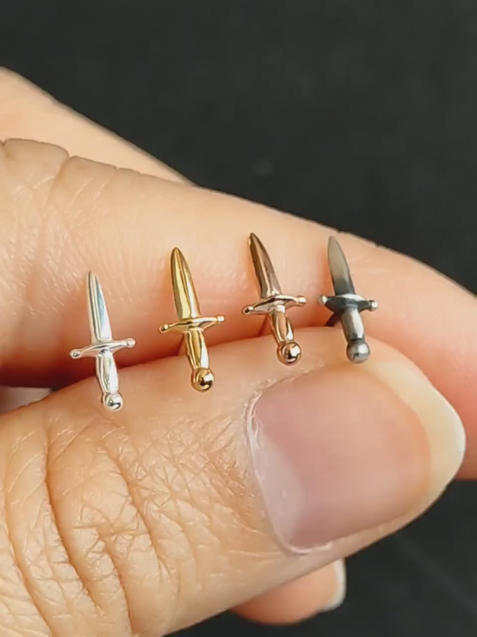 Sterling Silver Sword Stud Earrings – Dagger Earrings for Men – Medieval Inspired Jewelry – STD108