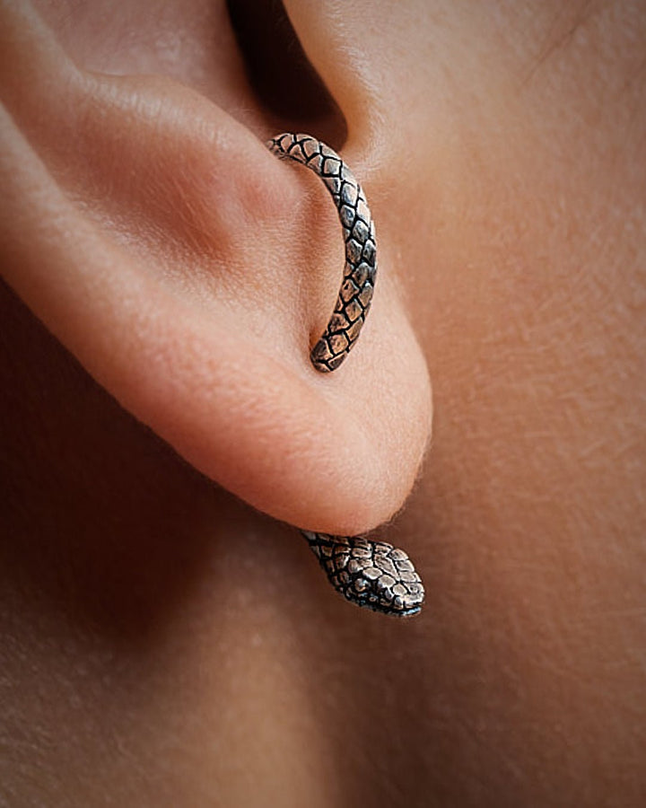 Salma Gold Serpent Ear Jackets – Mystic. Fearless. Unapologetic. - Pair925 Silver OxideALLAnimal EarringsLunai Jewelry