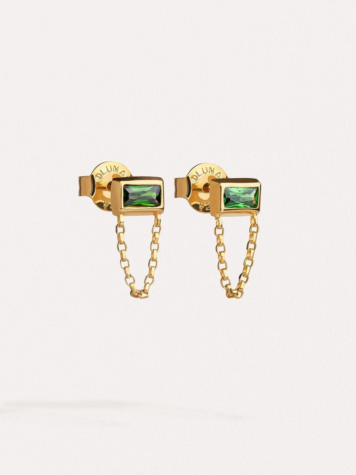 Simonetta Gemstone Stud Earrings - Lab Green EmeraldAnniversary GiftBoho JewelryLunai Jewelry