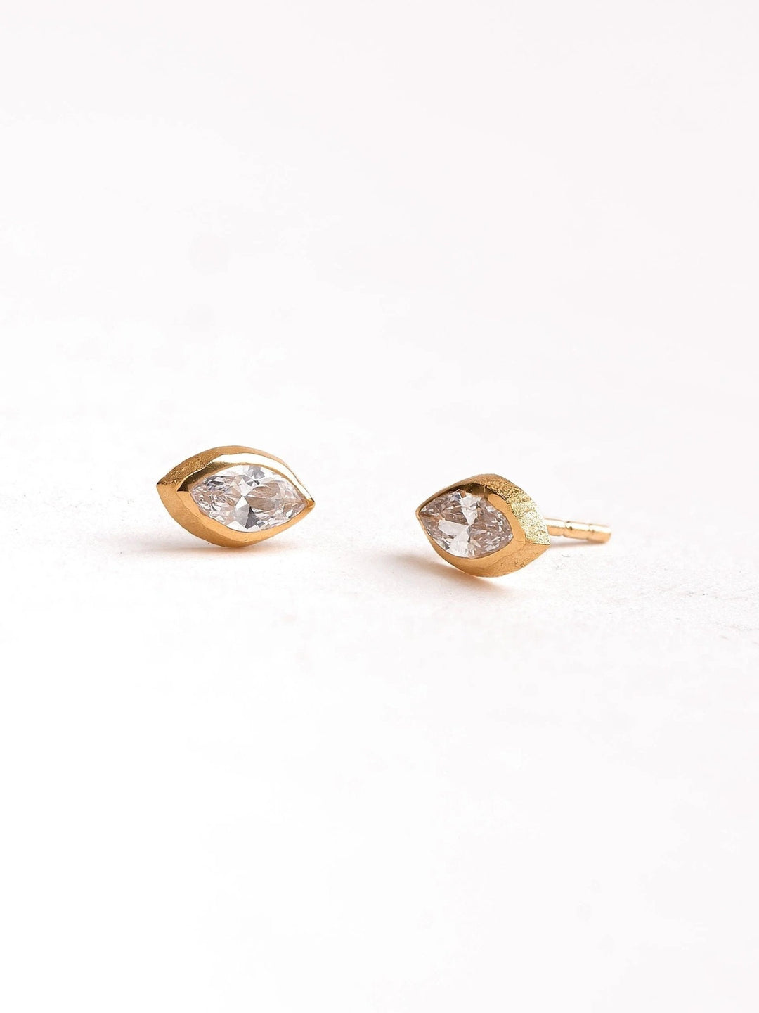 Soprina Gemstone Marquise Earrings - Yellow Gold MatteCitrine ZirconAnniversary Giftbirthday giftLunai Jewelry
