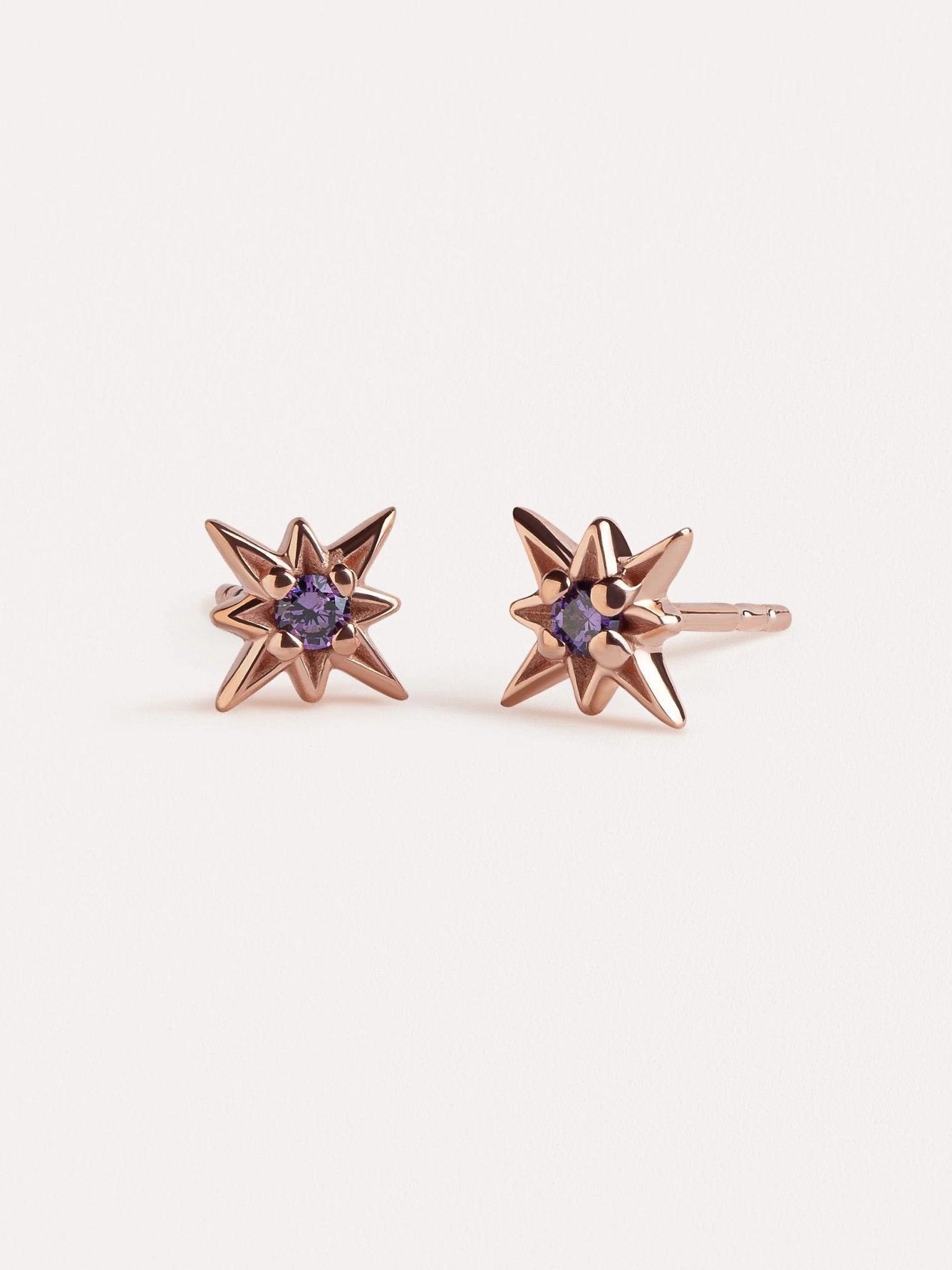 Unira Amethyst Starburst Earrings - 18K Rose Gold PlatedAmethyst EarringsBackUpItemsLunai Jewelry