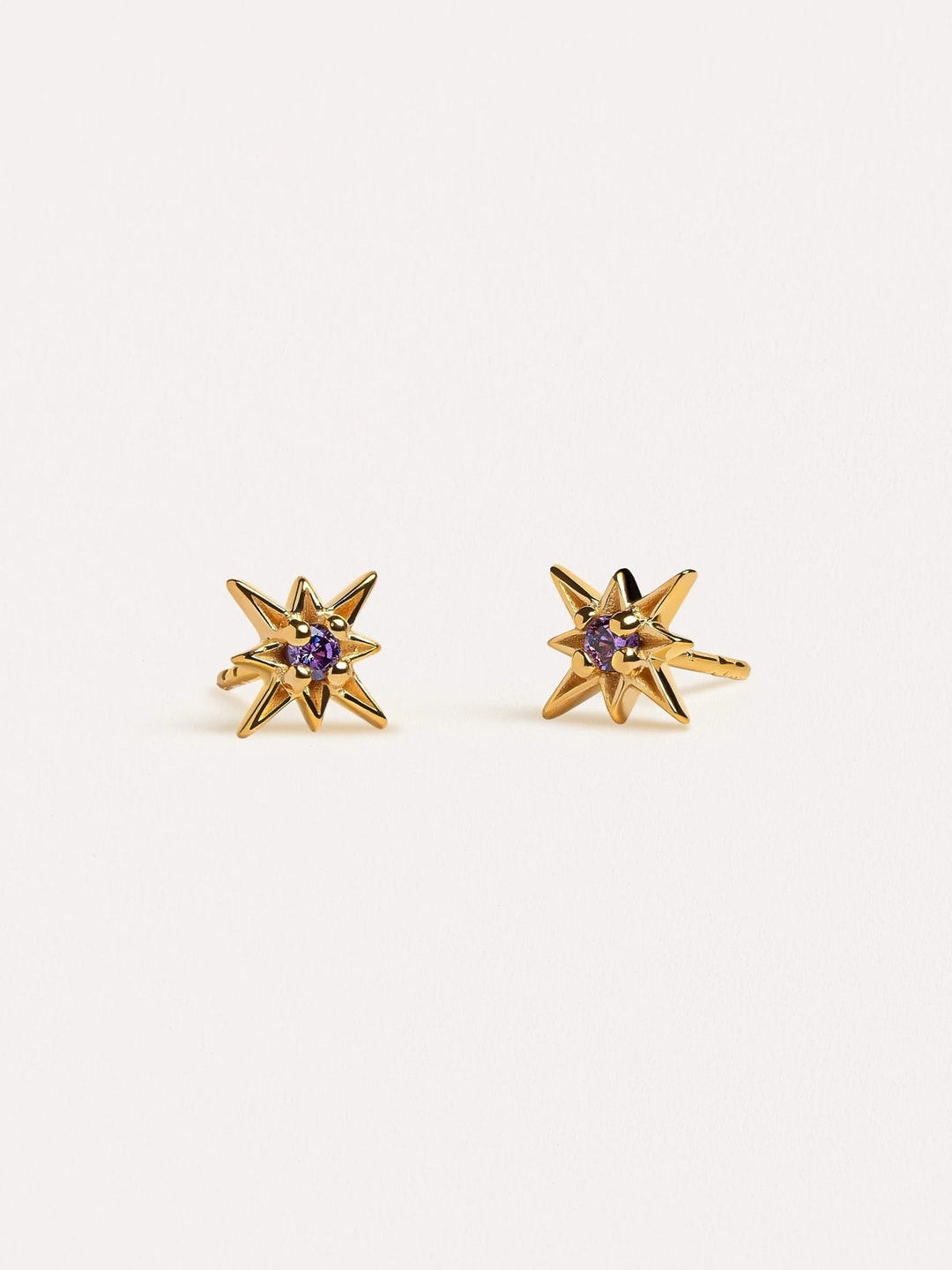 Unira Amethyst Starburst Earrings - 925 Silver ShinyAmethyst EarringsBackUpItemsLunai Jewelry
