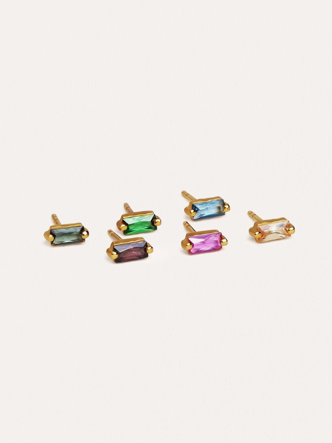 Vicky Baguette Stud Earrings - Rhodolite ZirconBirthstone Earringsbridal earringsLunai Jewelry
