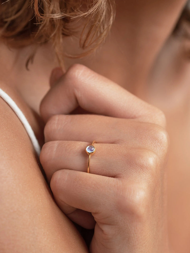 Jaana Small Stacking Ring in 14k gold with delicate details and intricate design