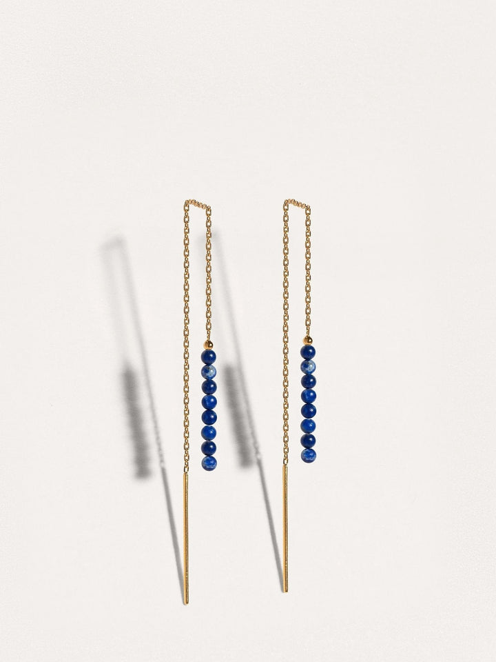 Adela Long Chain Earrings - 1. Lapislazuli105MMbeaded earringsChain EarringsLunai Jewelry