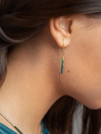 Adela Long Chain Earrings - 1. Lapislazuli105MMbeaded earringsChain EarringsLunai Jewelry