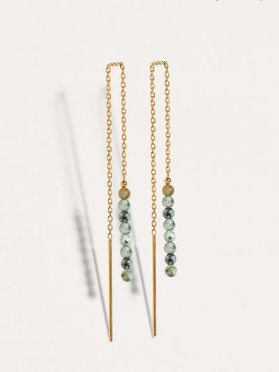 Adela Long Chain Earrings - 2. Jasper105MMbeaded earringsChain EarringsLunai Jewelry