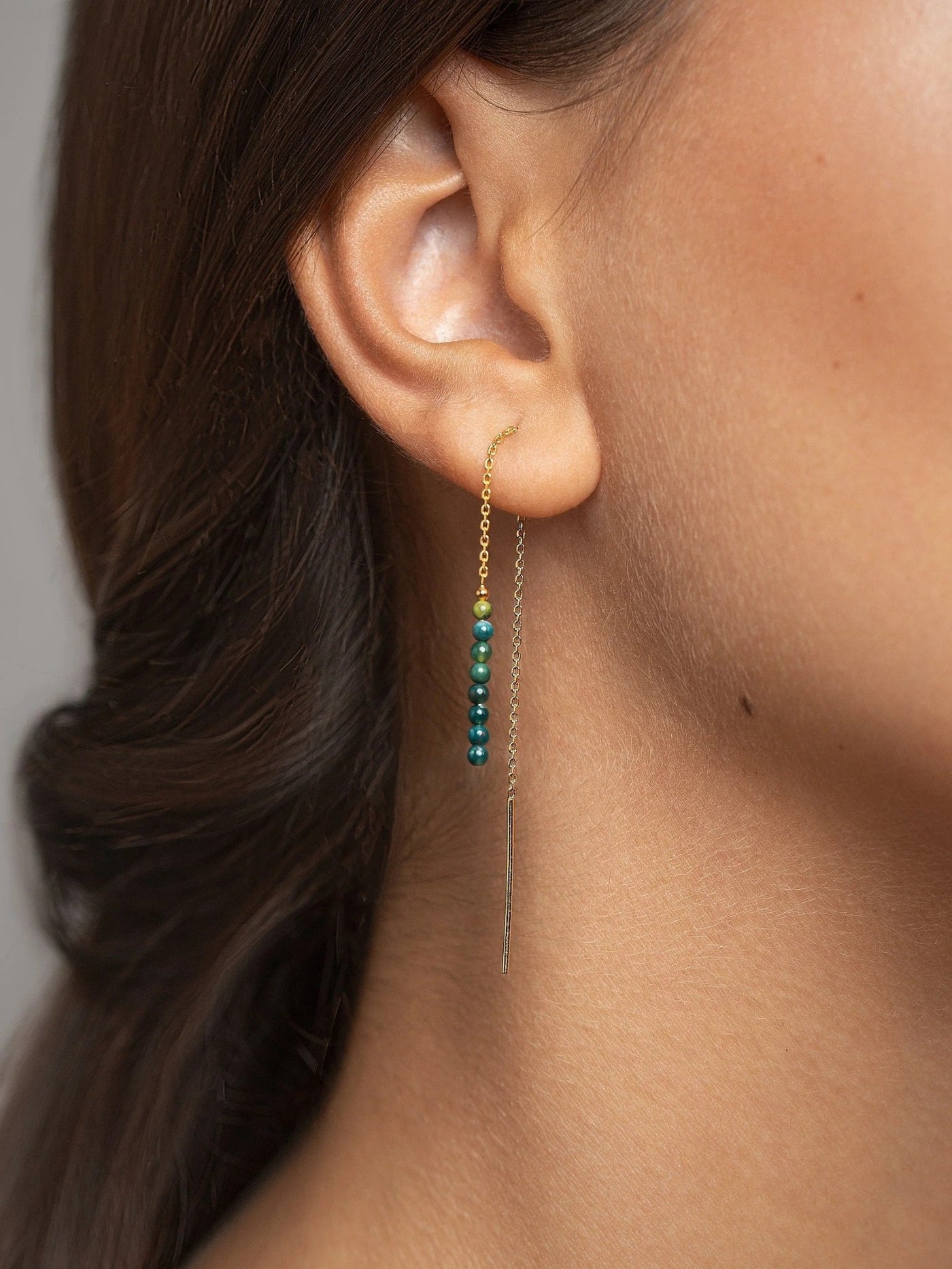 Adela Long Chain Earrings - 3. Jade80MMbeaded earringsChain EarringsLunai Jewelry
