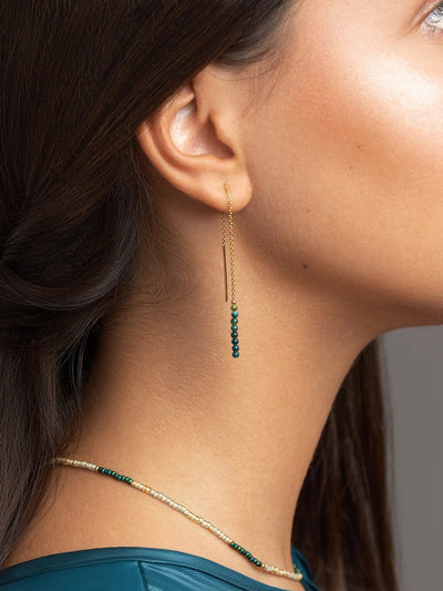 Adela Long Chain Earrings - 3. Jade80MMbeaded earringsChain EarringsLunai Jewelry