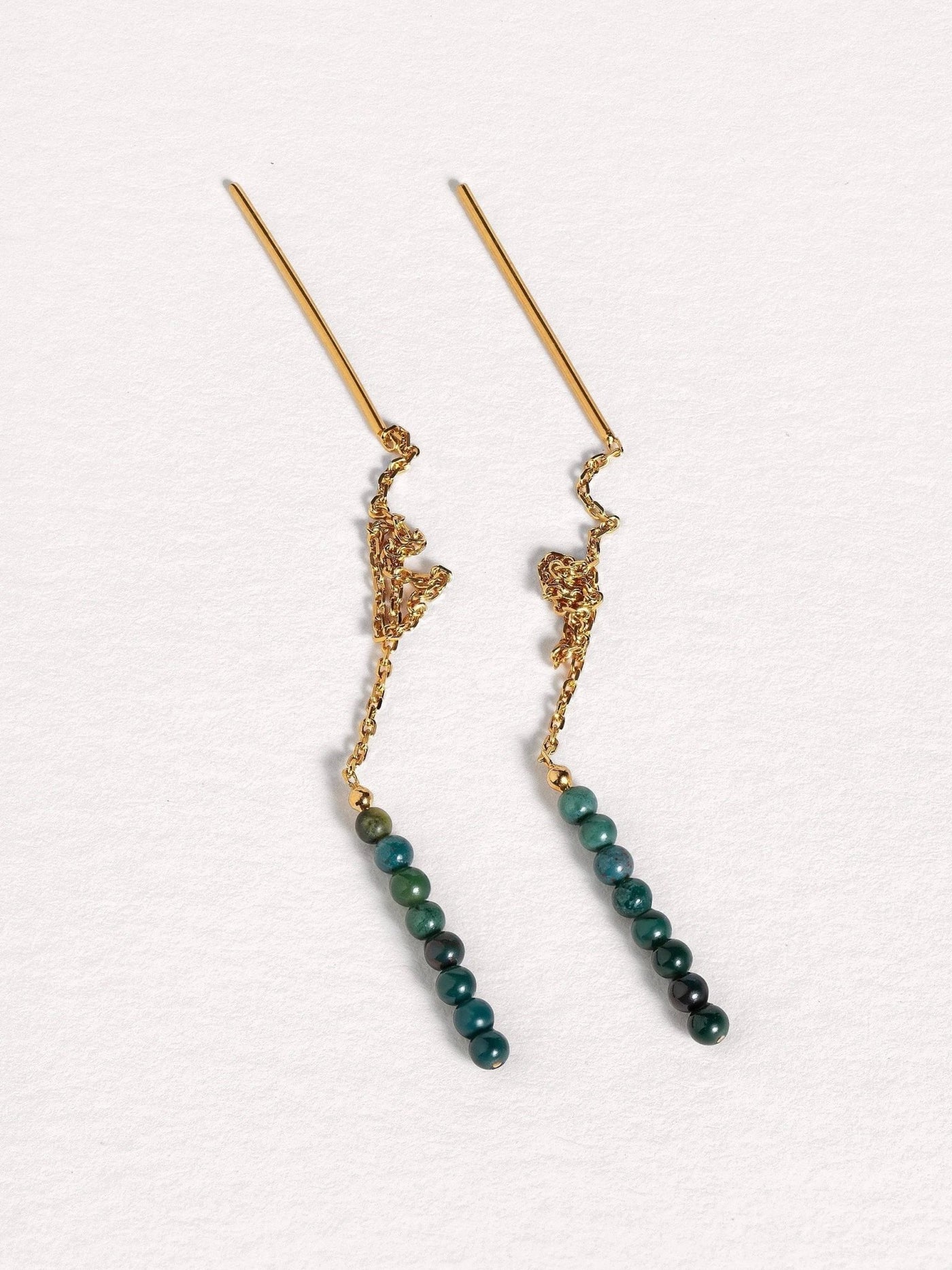 Adela Long Chain Earrings - 3. Jade105MMbeaded earringsChain EarringsLunai Jewelry